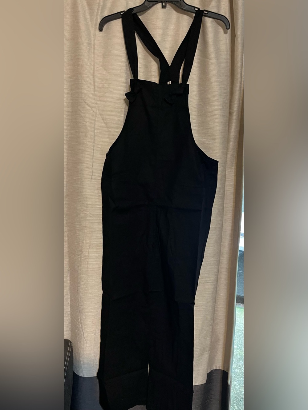 NWT Size Small Zenana Black Woven Knot Strap Wide Leg Overalls/ Jumpsuit - Picture 4 of 11